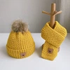 Wholesale autumn and winter children's three-piece sets of hats, scarves and gloves, winter warm and fleece black woolen caps for boys, girls, children and bears details Picture